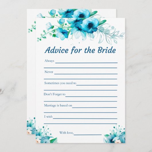 Blue Advice für die Bride Brautparty Game Card Einladung (Vorne/Hinten)