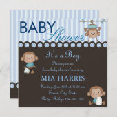 Blue Affe Design Baby Dusche Einladung (Vorne/Hinten)