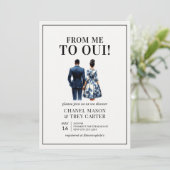 Blue African American Couples Dusche Brautparty Einladung (Stehend Vorderseite)