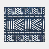 Blue African Denim Bogolan Design Blanket Fleecedecke (Vorderseite (Horizontal))