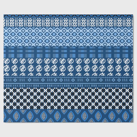 Blue African Pattern Mix Geschenkpapier (Flach)