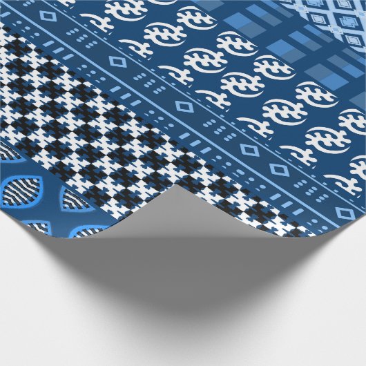 Blue African Pattern Mix Geschenkpapier (Ecke)