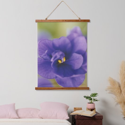 Blue African Violet Saintpaulia Wandteppich Mit Holzrahmen (Schlafzimmer)