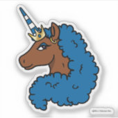 Blue Afro Unicorn Aufkleber (Vorderseite)