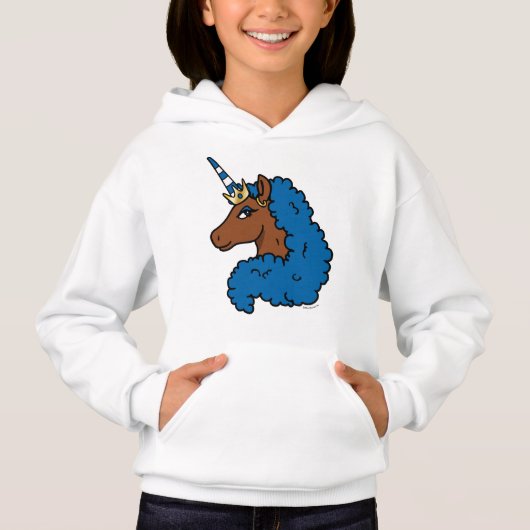 Blue Afro Unicorn Hoodie (Vorderseite)