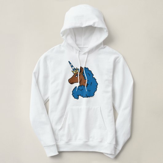 Blue Afro Unicorn Hoodie (Design vorne)