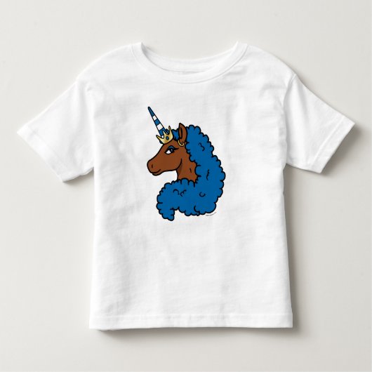 Blue Afro Unicorn Kleinkind T-shirt (Vorderseite)