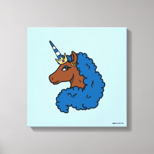Blue Afro Unicorn Leinwanddruck
