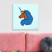 Blue Afro Unicorn Leinwanddruck (Insitu (Wohnzimmer))