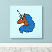 Blue Afro Unicorn Leinwanddruck (Insitu (Holzboden))