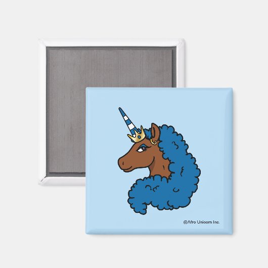 Blue Afro Unicorn Magnet (Vorderseite/Rückseite)