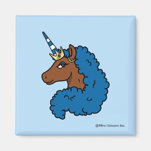Blue Afro Unicorn Magnet (Vorne)