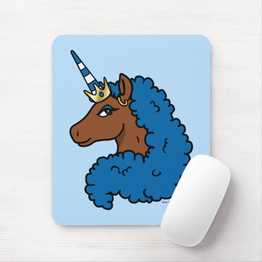 Blue Afro Unicorn Mousepad (Mit Mouse)