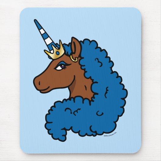 Blue Afro Unicorn Mousepad (Vorne)