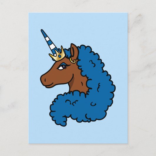 Blue Afro Unicorn Postkarte (Vorderseite)