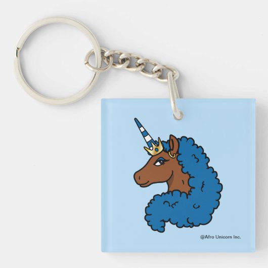 Blue Afro Unicorn Schlüsselanhänger (Vorderseite)