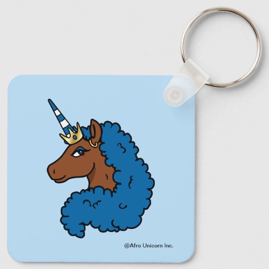 Blue Afro Unicorn Schlüsselanhänger (Rückseite)