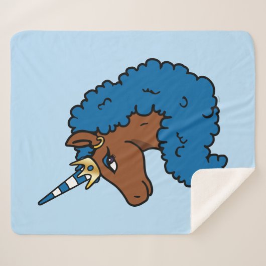 Blue Afro Unicorn Sherpadecke (Vorderseite (Horizontal))
