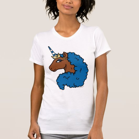 Blue Afro Unicorn T-Shirt (Vorderseite)