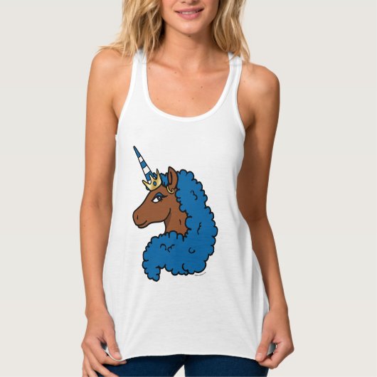 Blue Afro Unicorn Tank Top (Vorderseite)