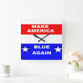 Blue Again Quadratische Wanduhr (Zuhause)