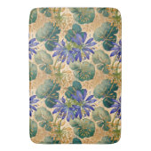 Blue Agapanthus on Tan Floral Bath Mat Badematte (Vorderseite Vertikal)