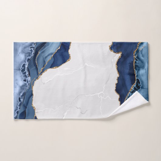 Blue Agate auf Marmor mit Gold Badhandtuch Set (Handtuch)
