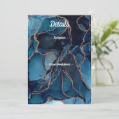 Blue Agate & Copper Wedding Details Card Einladung (Stehend Vorderseite)