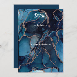 Blue Agate & Copper Wedding Details Card Einladung