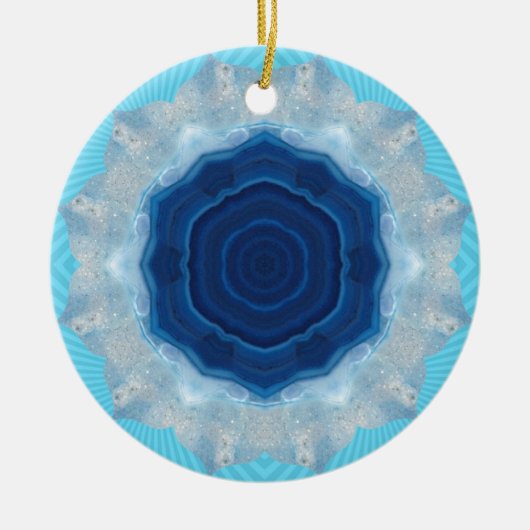 Blue Agate Crystal Design! Keramik Ornament (Vorne)