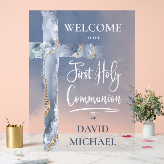 blue agate | First Communion welcome sign Acrylschild (Hochzeit)