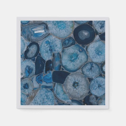 Blue Agate Gemstone Cocktail Napkins Serviette (Vorderseite)