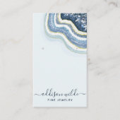 Blue Agate Geode Chic Earring Display Card Visitenkarte (Vorderseite)
