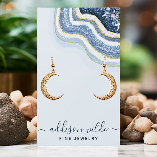 Blue Agate Geode Chic Earring Display Card Visitenkarte