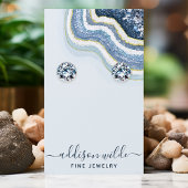 Blue Agate Geode Chic Earring Display Card Visitenkarte