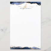 Blue Agate Geode Gold Glitzer Monogram Initials (Vorderseite)