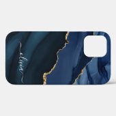 Blue Agate Geode Gold Monogram Case-Mate iPho iPhone Hülle (Rückseite (Horizontal))