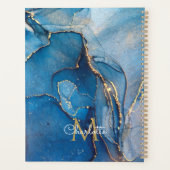 Blue Agate Geode Gold Monogram Script 2023 Planer (Rückseite)