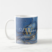 Blue Agate Geode Gold Monogram Script Name Kaffeetasse (Links)