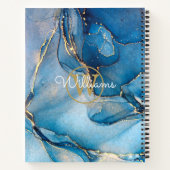 Blue Agate Geode Gold Monogram Script Notizblock (Rückseite)