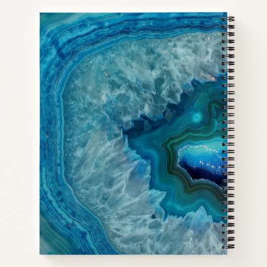 Blue Agate Geode mit Ihrem Namen und Monogramm auf Notizblock (Rückseite)