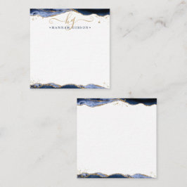 Blue Agate Geode Script Monogram Gold Glitzer Mitteilungskarte