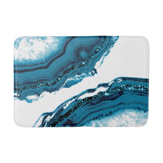 Blue Agate Glitzer Glam #1 Badematte (Vorderseite)