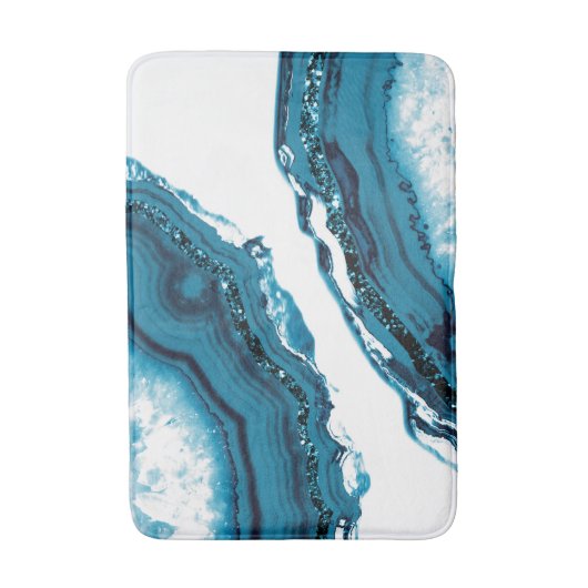 Blue Agate Glitzer Glam #1 Badematte (Vorderseite Vertikal)