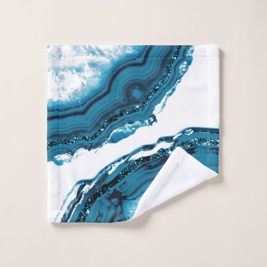 Blue Agate Glitzer Glam #1 Badhandtuch Set (Waschlappen)