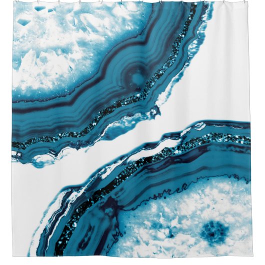 Blue Agate Glitzer Glam #1 Duschvorhang (Vorderseite)