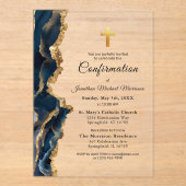 Blue Agate Gold-Bestätigung Acryleinladungen (Vorderseite)