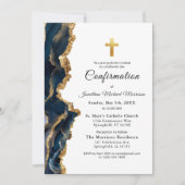 Blue Agate Gold-Bestätigung Einladung (Vorderseite)