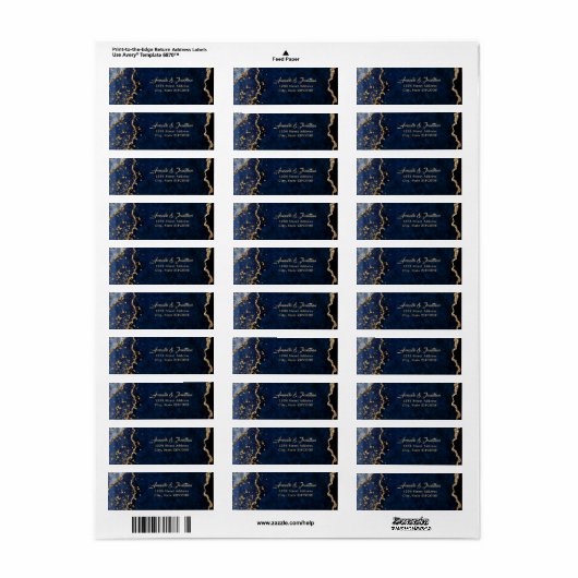 Blue Agate Gold Confetti Glitzer Wedding (Vorne)