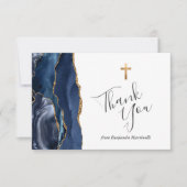 Blue Agate Gold Erstkommunion Vielen Dank Dankeskarte (Vorderseite)